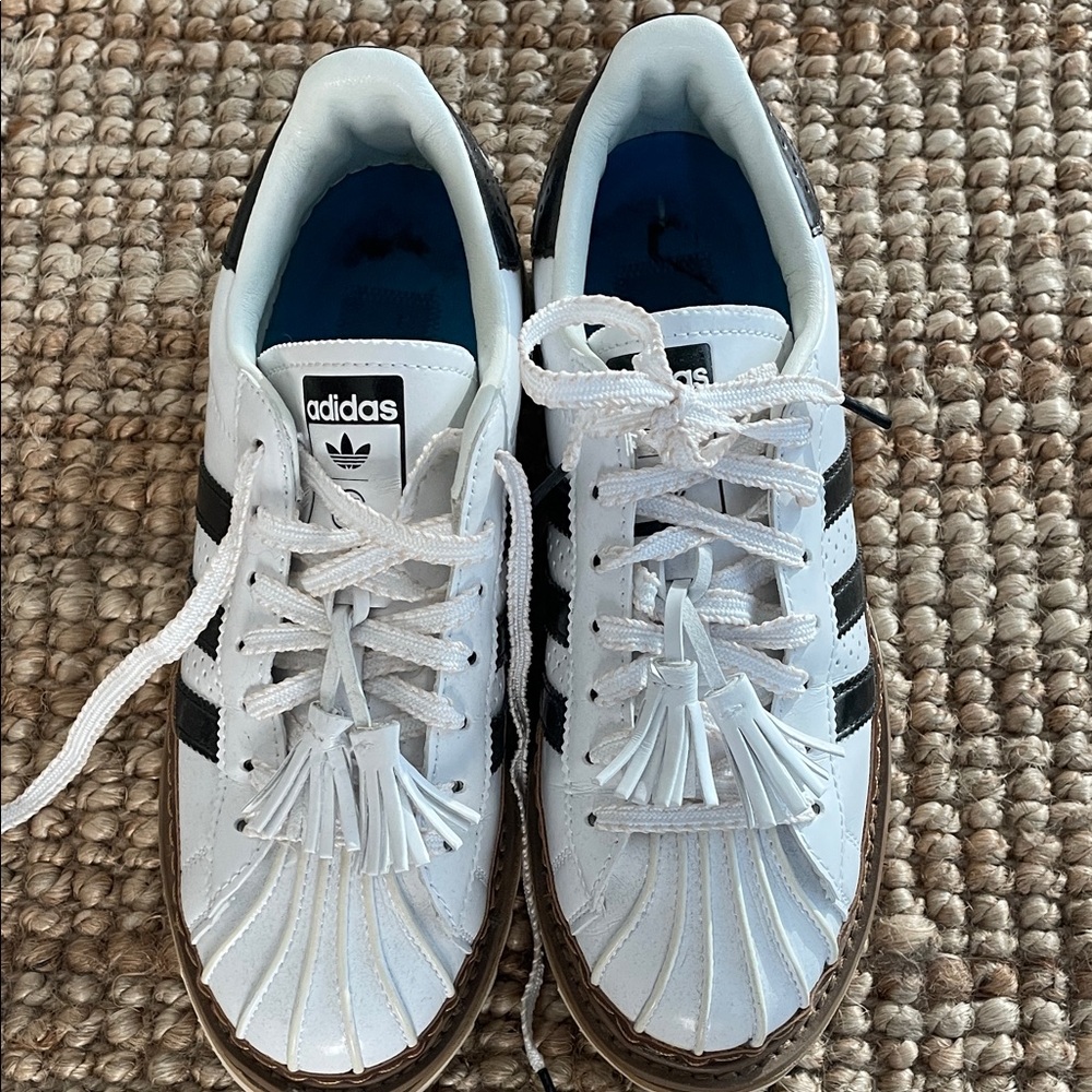 Adidas White and Black Striped Sneakers